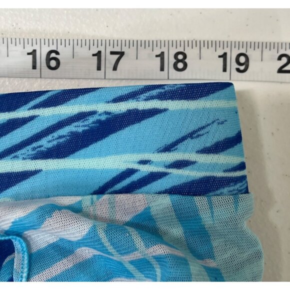 Chico’s Blue White Abstract High Low Mesh Midi Skirt Size XL 3 Work Style - Picture 8 of 9